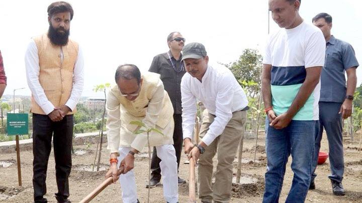मुख्यमंत्री श्री चौहान के साथ युवा उद्यमी ने पौध-रोपण किया